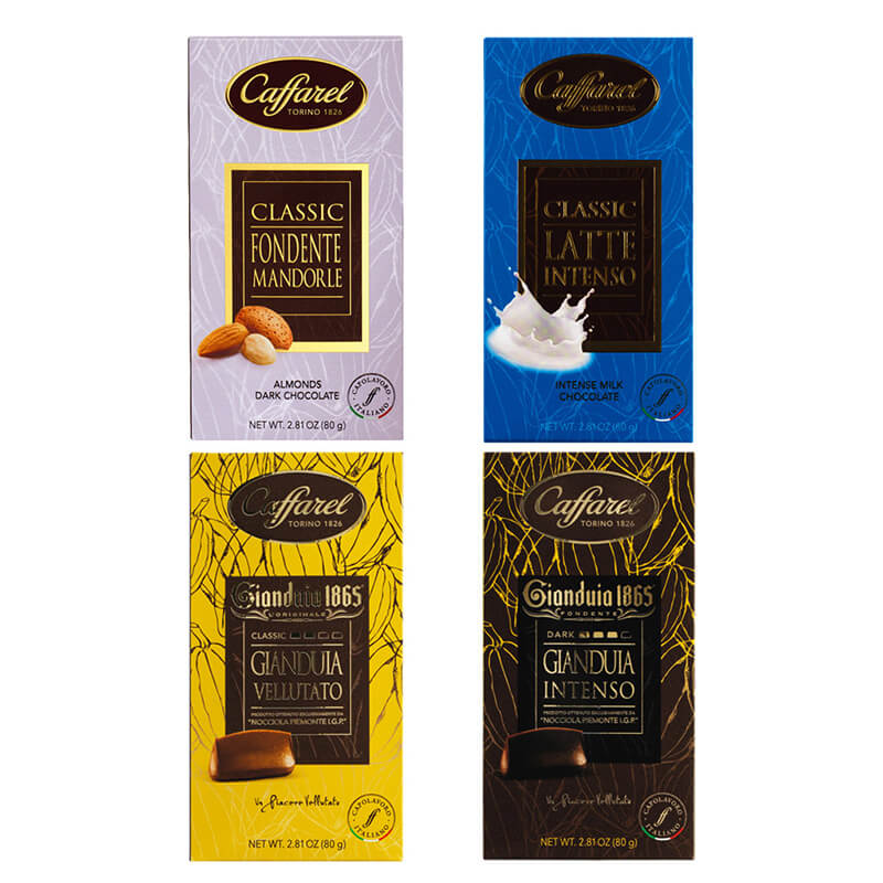 4er Tafelschokoladen Probierpaket von Caffarel, 4 x 80 g weitere Ansicht 4er Tafelschokoladen Probierpaket von Caffarel, 4 x 80 g