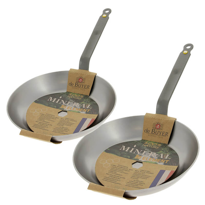 2er De Buyer Pfannen Set Mineral B Element aus Eisen, Ø 26+32 cm